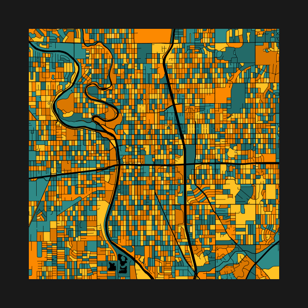 Wichita Map Pattern in Orange & Teal by PatternMaps