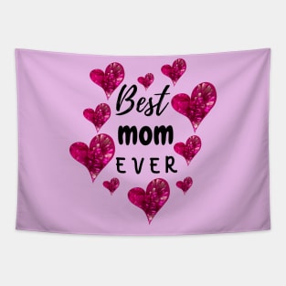 Best Mom Ever with Pink Hearts Tapestry