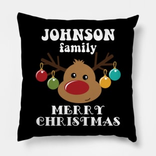 Family Christmas - Merry Christmas JOHNSON family, Family Christmas Reindeer T-shirt, Pjama T-shirt Pillow