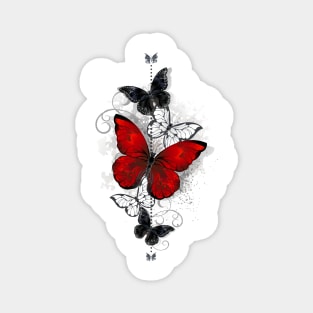 Red and Black Butterflies Magnet