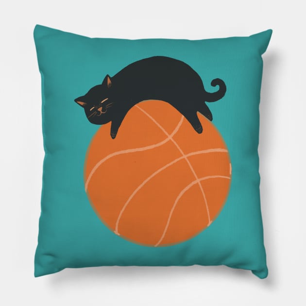 Cat on Ball Pillow by Chewbarber