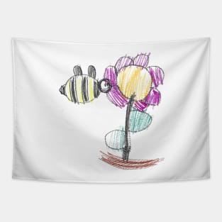 bumble bee with flower Tapestry