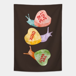 Love Slugs Valentines Candy Hearts Watercolor Tapestry