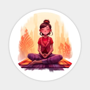 Harmony in Red: A Meditative Journey Magnet