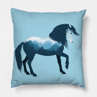 Dramabite Wild Horse Mustang Equine Double Exposure Wildlife Animal Pillow