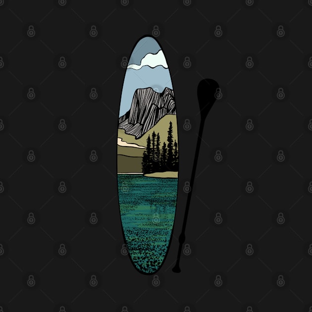 Stand up paddle board - mountain lake vertical by NewBranchStudio