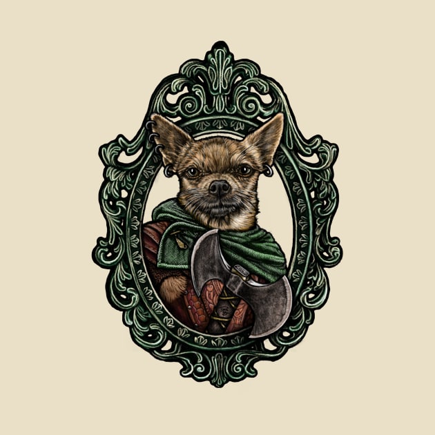 Dog Cameo: Battle Axe Chihuahua by FreyStrandDraws