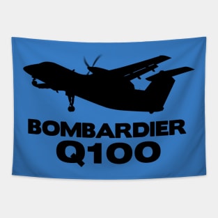 Bombardier Q100 Silhouette Print (Black) Tapestry