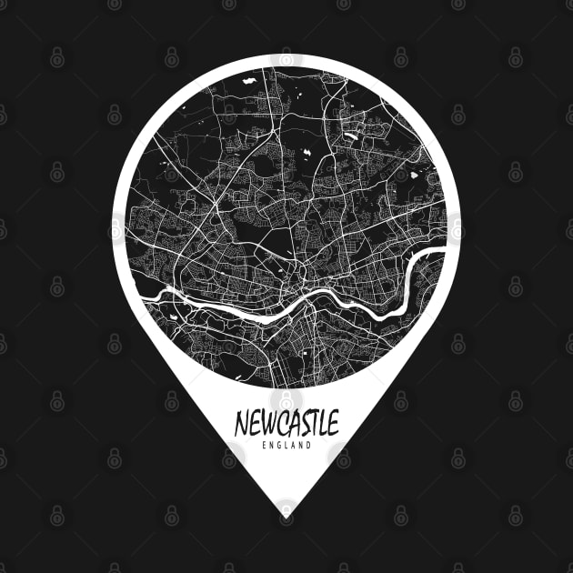 Newcastle upon Tyne, England City Map - Travel Pin by deMAP Studio