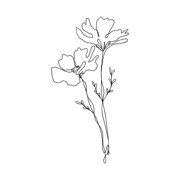 Wildflower Botanical Line Art | Elegant Floral Leaf Design by RachelFCreative