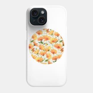 Painted Radiant Orange Daisies on off-white Phone Case