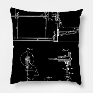 Mower Vintage Patent Hand Drawing Pillow