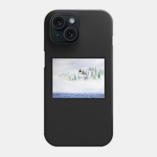 Foggy Lighthouse in Maine Phone Case