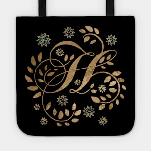 Luxury Golden Calligraphy Monogram with letter H Tote