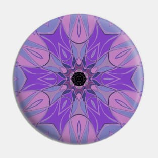 Cartoon Mandala Flower Purple Pink and Blue Pin