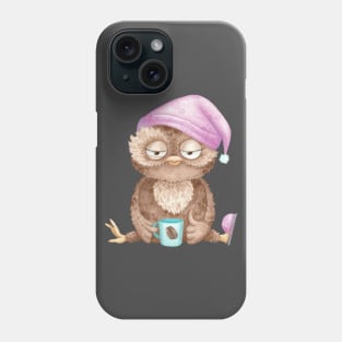 Owl with coffee Phone Case