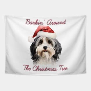 Christmas Havanese Dog in Santa Hat Tapestry