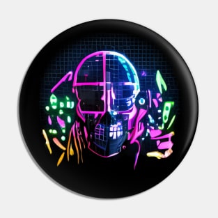 Retro Wave Skull Pin