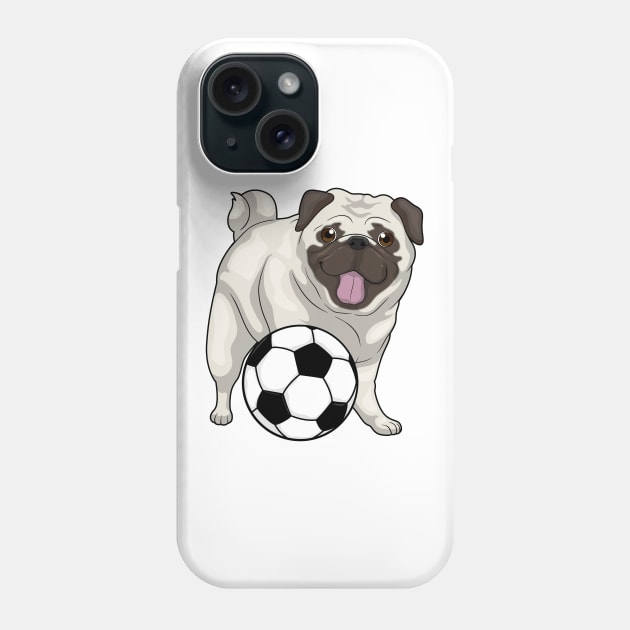 Pug Soccer player Soccer Phone Case by Markus Schnabel