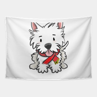 Cute West Highland White Terrier Drawing Tapestry