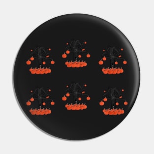 Simple Dark Tree With Pumpkins Pack Pin