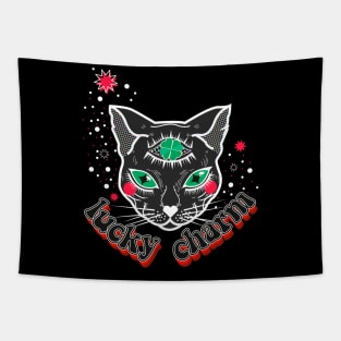 Lucky Charm Black Cat Tapestry