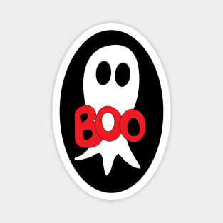 Cute Halloween ghost cartoon with BOO text Magnet