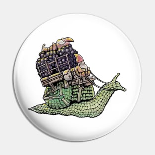 Gnome Snail Wagon Pin