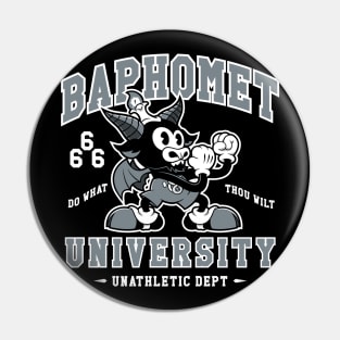 Baphomet University - Vintage Cartoon Devil - Satanic School Mascot Pin