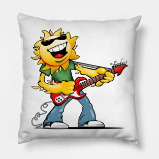 Guitar Jammin' Sun Cartoon Pillow