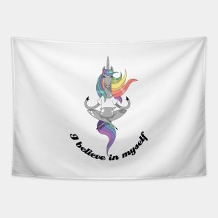 yoga unicorn Tapestry