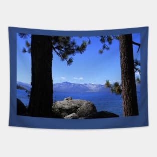 Lake Tahoe California with trees and blue water Tapestry