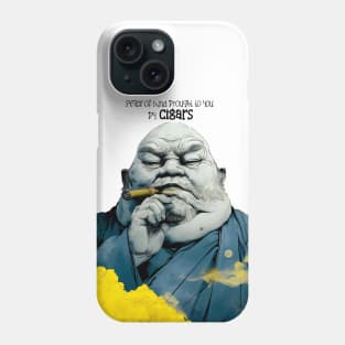 Puff Sumo: Peace of Mind Brought to you by Cigars on a light (Knocked out) background Phone Case