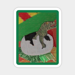 DINOSAUR EGG - Oil Pastel Art Magnet