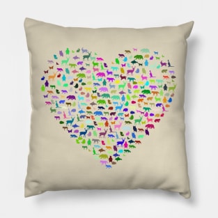 Animal Lover Heart Design Endangered Species Pillow