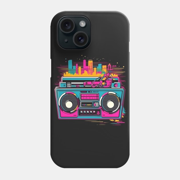 Ghetto Blaster Boom Box 80s Hip-Hop Stereo Phone Case by Grassroots Green