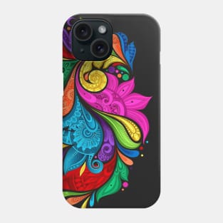 Paisley Garden Indian Style Print on Black Phone Case