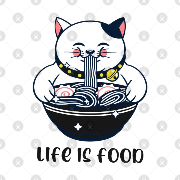 Life is food , Japanese cat with ramen by noirglare