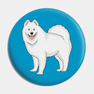 Samoyed dog cartoon illustration Pin