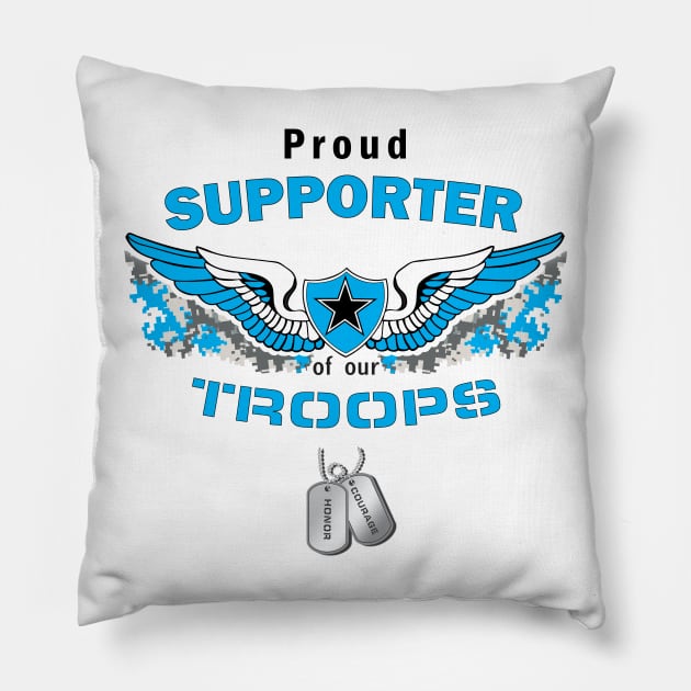 Support our Troops- Teal Pillow by krisk9k