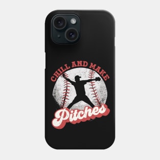 Chill And Make Pitches, Graphic Baseball Tee Phone Case