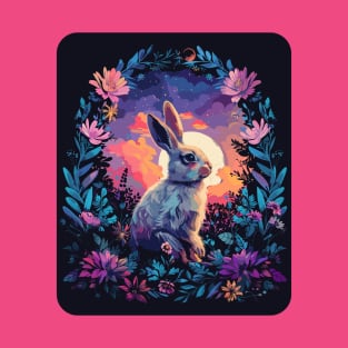 Bunny Magical Nature Purple Rabbit Breeds Lovers Spring Flowers Fairytale Rabbit T-Shirt