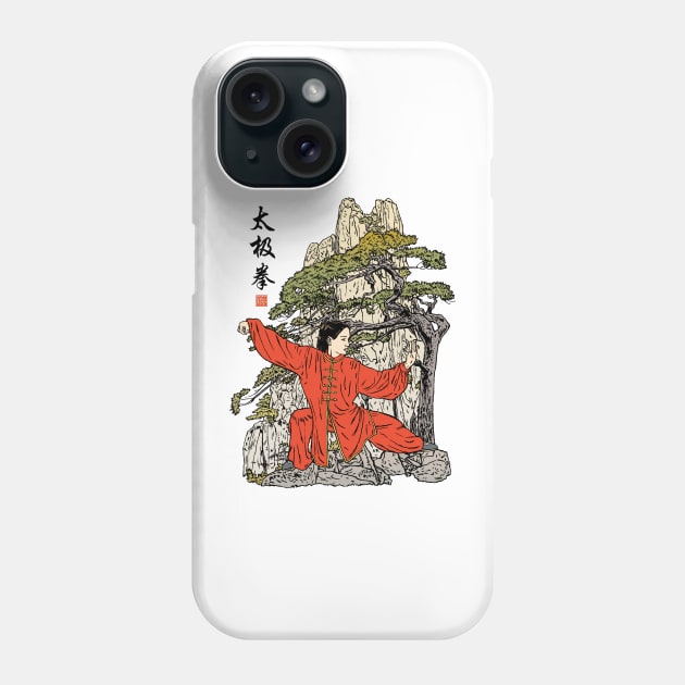 Tai Chi Warrior in the Mountains (Red) Phone Case by erickoo