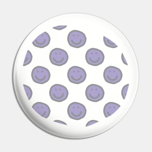 Lavender Round Happy Face with Smile Pattern Pin