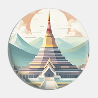 Vintage Retro Majestic Chiang Mai Pagoda Pin