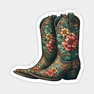 cowboy boots with flowers Magnet