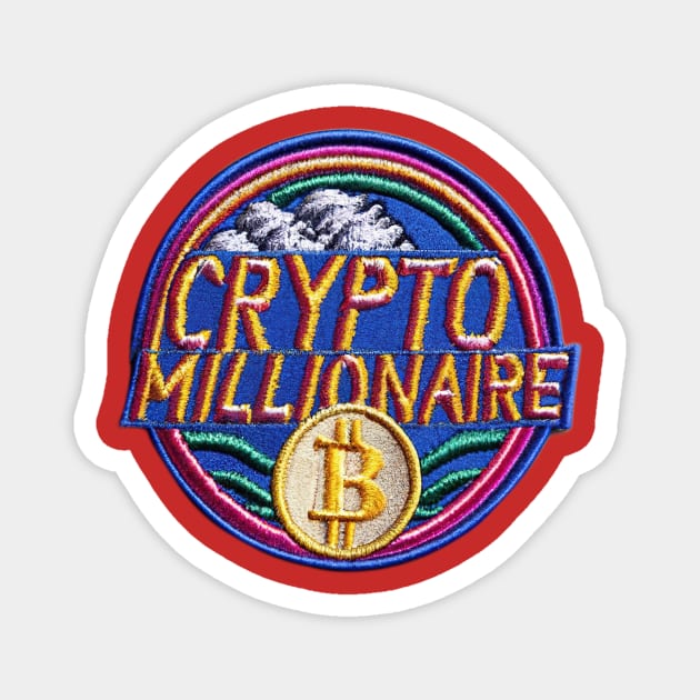 Crypto Millionaire - Retro Iron On Patch Style Magnet by Sorry Frog