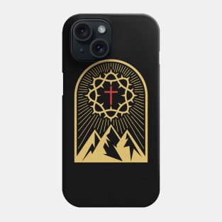 Crown of thorns, cross and mountains. Phone Case