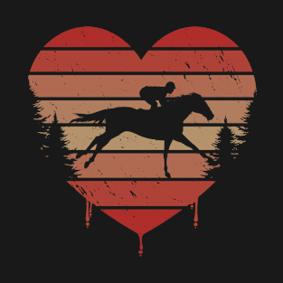 Cute Red Vintage Heart Horse Racing Valentine Day Love Gift Idea T-Shirt