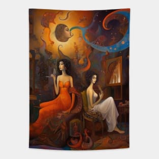 Surreal Orientalism - Whispers of Dual Elegance Tapestry